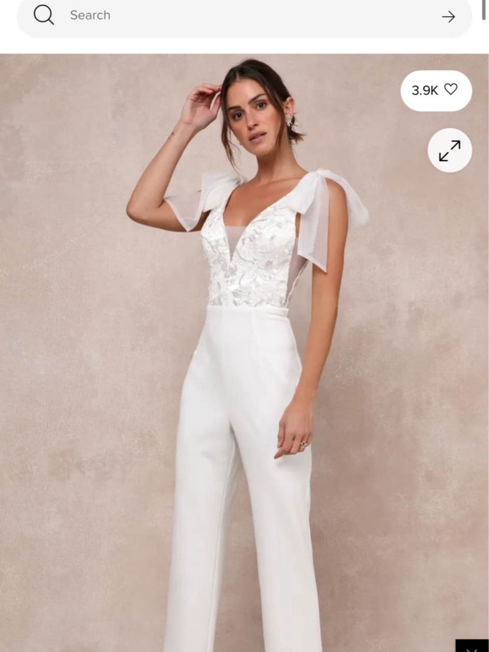 Lulu's White Lace-Appliqué Wide-Leg Jumpsuit with Tie Shoulders